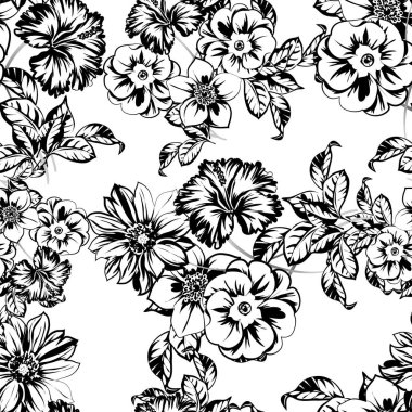 Kusursuz tek renkli klasik çiçek deseni