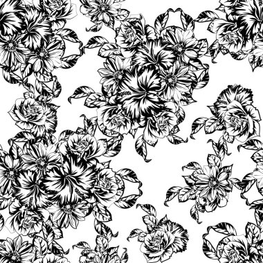 Kusursuz tek renkli klasik çiçek deseni