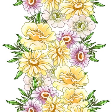 Renkli vintage tarzı çiçekler pürüzsüz desen