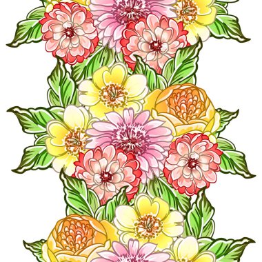 Renkli vintage tarzı çiçekler pürüzsüz desen