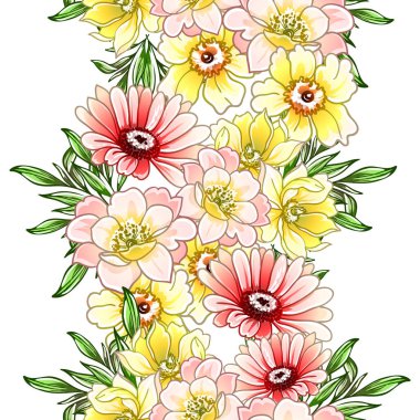 Renkli vintage tarzı çiçekler pürüzsüz desen