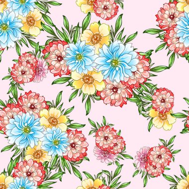 Renkli vintage tarzı çiçekler pürüzsüz desen