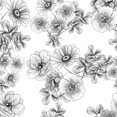 Kusursuz tek renkli klasik çiçek deseni