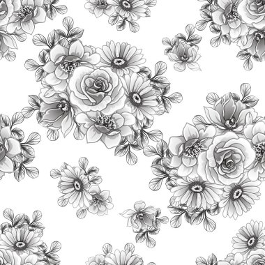Kusursuz tek renkli klasik çiçek deseni