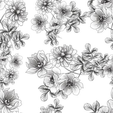 Kusursuz tek renkli klasik çiçek deseni