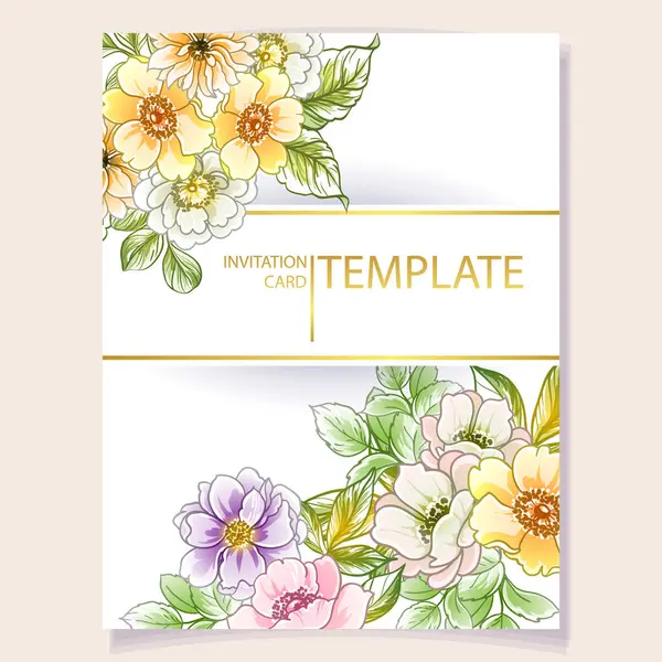 Tarjeta Invitación Color Patrón Flores Estilo Vintage — Archivo Imágenes Vectoriales