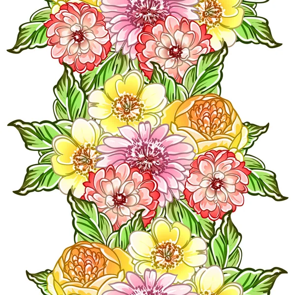 Kleurrijke Vintage Stijl Bloemen Naadloos Patroon — Stockvector