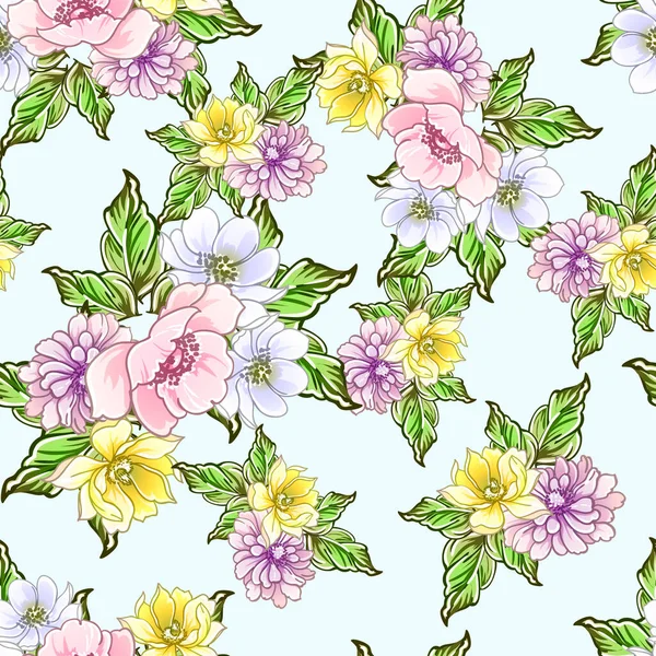 Renkli vintage tarzı çiçekler pürüzsüz desen