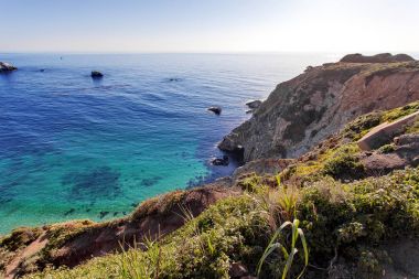 Pasifik Okyanusu - California devlet yolu 1 (Pacific Coast Highway) - yakın Bixby dere Köprüsü, Big Sur alan, California, Amerika Birleşik Devletleri