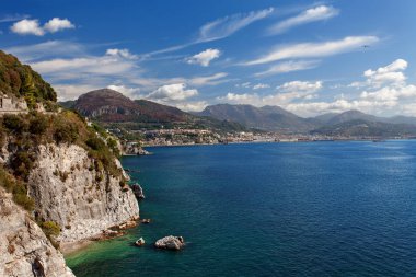 Panoramik Amalfi Coast yakın Salerno, Campania, İtalya