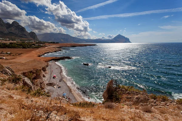 Provincie Trapani Sicilië Italië Baai Van Zee Strand Uitzicht Vanaf — Stockfoto