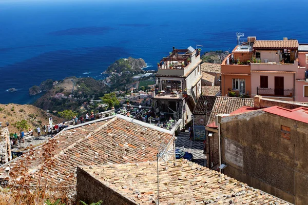 Castelmola Sicilia Italia Vista Panorámica Desde Castelmola Taormina Mar Mediterráneo — Foto de Stock