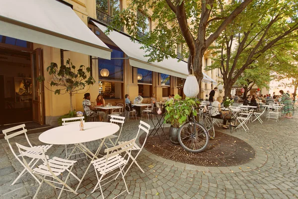 Merkezi Viyana, Avusturya, 1 Eylül 2016 kafede tipik sokak