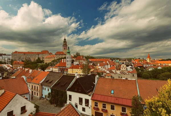 Cesky Krumlov Cseh Cseh Köztársaság Kilátás Nyílik Óváros Kastély Vár — Stock Fotó