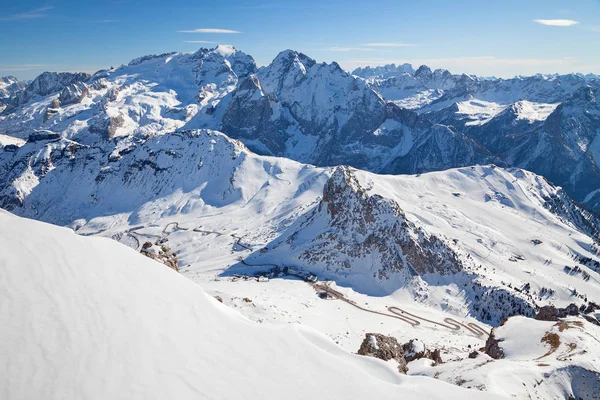 Dolomieten Italië Uitzicht Vanaf Sass Pordoi Arabba Marmolada Val Fassa — Stockfoto