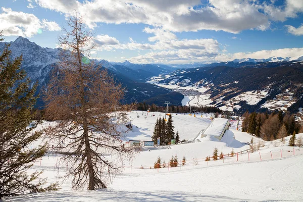 Monte Elmo Dolomites Itália Esqui Montanha Snowboard Sexten Sesto Trentino — Fotografia de Stock