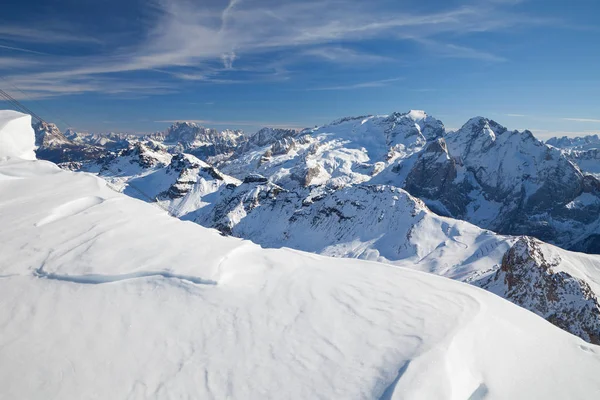 Dolomiti Italia Vista Sass Pordoi Arabba Marmolada Val Fassa — Foto Stock