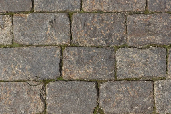 Ancient paving road in the center of the city close up — Stock Photo, Image