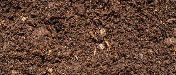Brown Crushed Peat Fertilizer Soil Component Background Agriculture — Stock Photo, Image