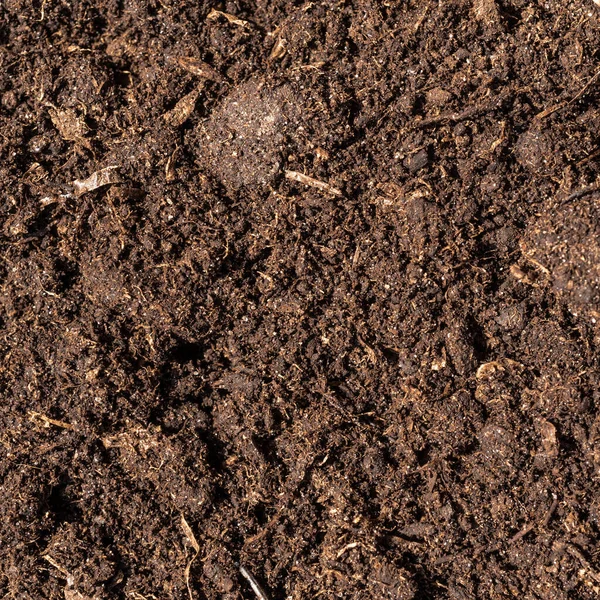 Braune Zerkleinerte Torf Dünge Und Bodenkomponente Hintergrund Für Die Landwirtschaft — Stockfoto