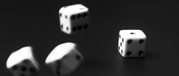 Dices Falling Still Dark Background Selective Focus — Stock Photo, Image