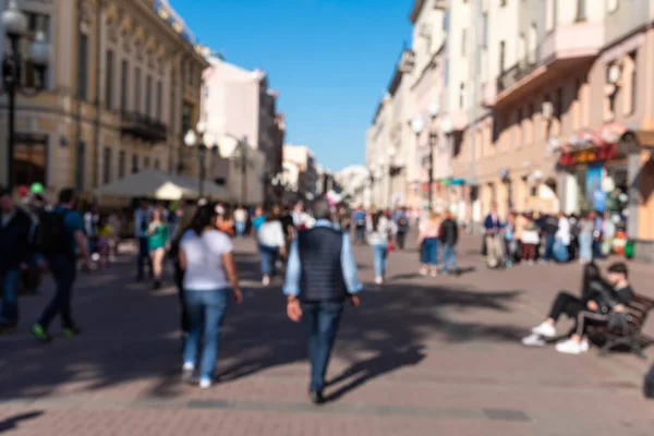 Blurred Street Old Town Sunny Day Crowd People — Stock Photo, Image
