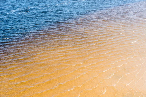 Bleu Mer Profonde Sable Jaune Près Rivage Beau Fond Marin — Photo