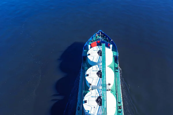 Tanker Dans Mer Vue Sur Dessus — Photo