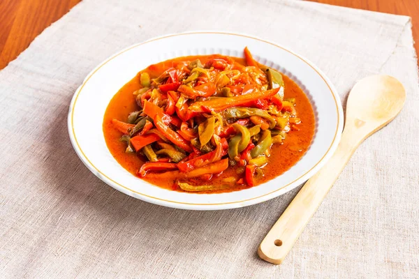 Włoskie Jedzenie Pieprz Cebula Pomidor Peperonata — Zdjęcie stockowe