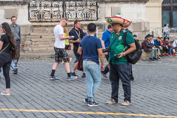 Russia Moscow July 2018 Tourist Sombrero Moscow Red Square — Stock Photo, Image