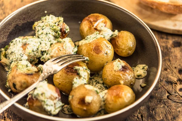 Cucina Svedese Polpette Pollo Tradizionali Con Salsa Alla Panna Patate — Foto Stock