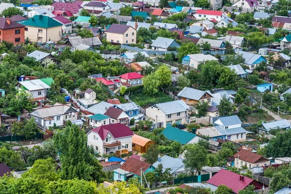 Rusia Saratov Junio 2018 Paisaje Ciudad Vista Pequeñas Casas Pueblo — Foto de Stock