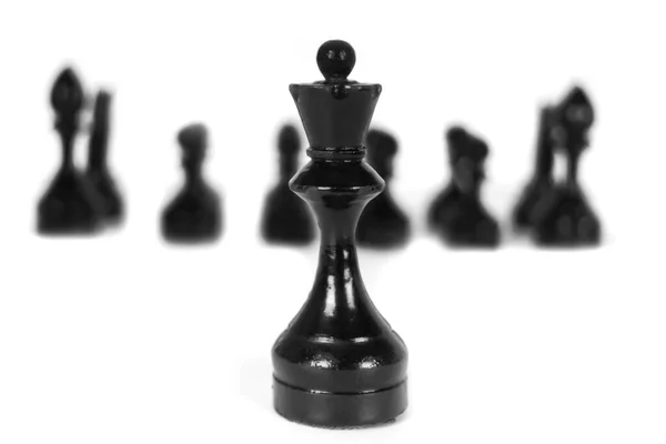 Black Chess Pieces White Background Isolated — Stock Photo, Image