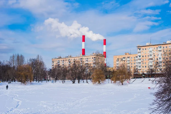 Rusia Moscú Paisaje Urbano Invernal Con Edificios —  Fotos de Stock