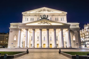 Geceleri Moskova 'daki Bolşoy Tiyatrosu