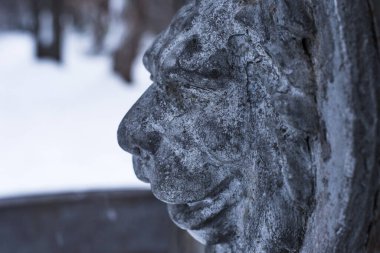 Eski metal aslan kafası.