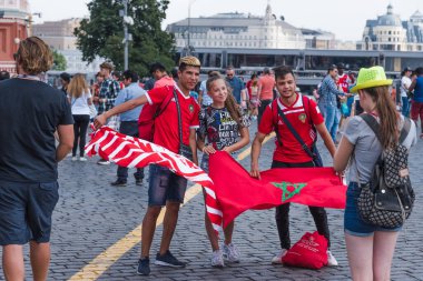 Rusya, Moskova, 29 Haziran 2018 - Moskova 'daki Fas Milli Futbol Takımı taraftarları