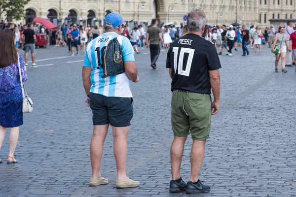 Rosja Moskwa Czerwca 2018 Fani Argentyńskiej Reprezentacji Piłkarskiej Moskwie — Zdjęcie stockowe