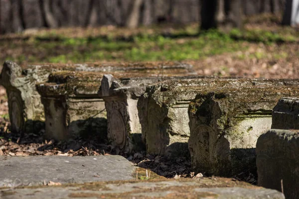 Oude Grafstenen Oude Begraafplaats — Stockfoto