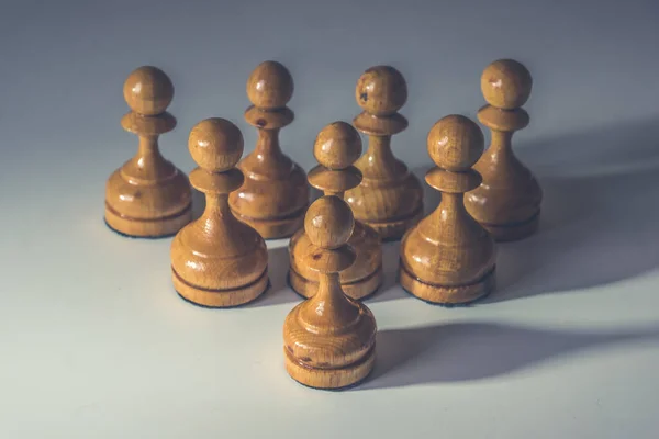 Simple Old Chess Pieces White Pawns — Stock Photo, Image
