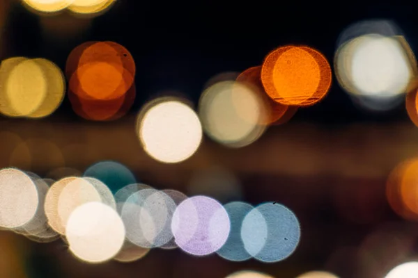 Luci Luminose Della Città Notte Bellissimo Sfondo Sfocato — Foto Stock
