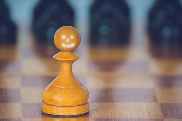 Basit Satranç Taşları Gülümseyen Bir Piyon — Stok fotoğraf