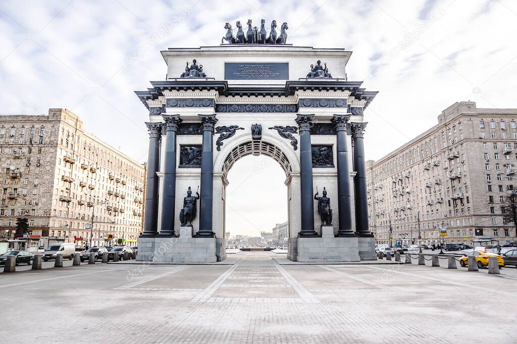 Triumphal arch on Kutuzov Avenue in Moscow