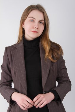 Genç güzel kızın portresi.