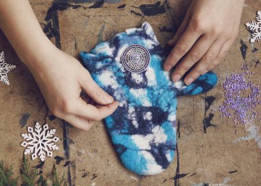  Sıcak güzel kış zanaat eldivenleri imalatı