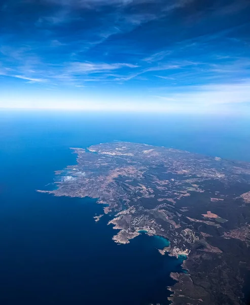 Aarde Zien Vanuit Patrijspoort Van Het Vliegtuig Grote Hoogte Uitzicht — Stockfoto