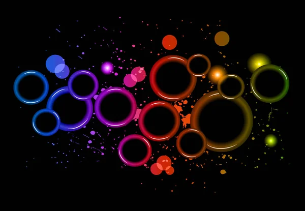 Аннотация Glowing Circles of light with rainbow colors background . — стоковый вектор