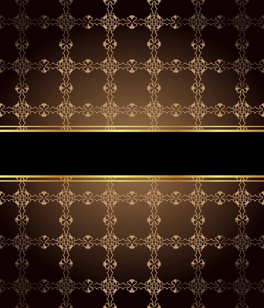 Elegant seamless wallpaper with golden fine decoration and place for your text. — Stock Vector