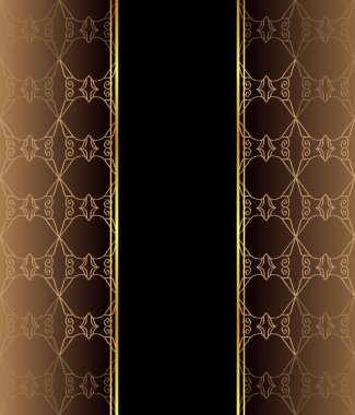 Altın gibi dekorasyonu ve yeri olan zarif, dikişsiz duvar kâğıdı..