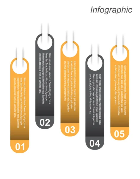 Modello Design Infografico Con Tag Cartacei Idea Visualizzare Classificare Statistiche — Vettoriale Stock